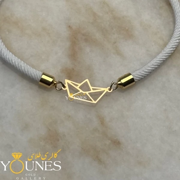 دستبند قایق اوریگامی طلا لیزری